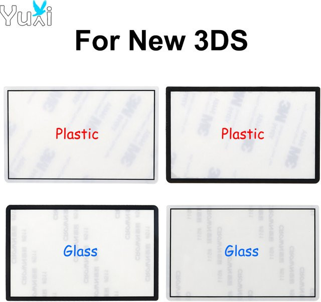 YuXi Ersatz-Displayschutzpanel für das New 3DS Oberes Bildschirmobjektiv aus Kunststoff und Glas in Weiß und Transparent mit Klebstoff - Bild 1