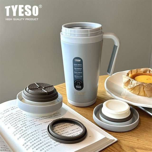 TYESO Business-Thermobecher aus Edelstahl mit konischer Teetrennung und Griff, Vakuum-Wasserflasche in Grau, 500 ml - Bild 1