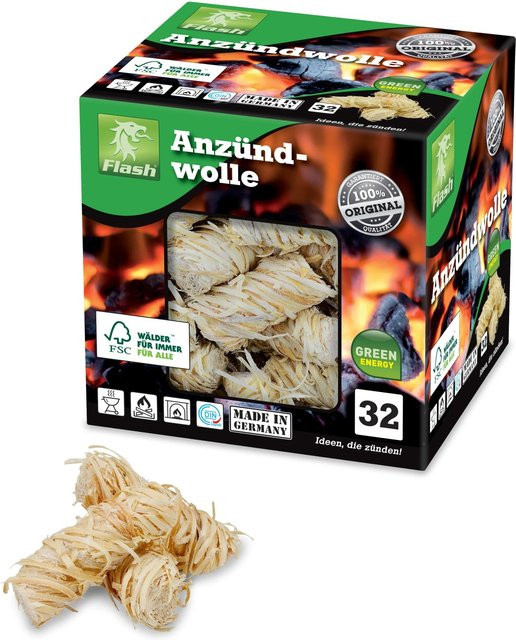 Flash Anzündwolle beige, 32 Stück - Bild 1