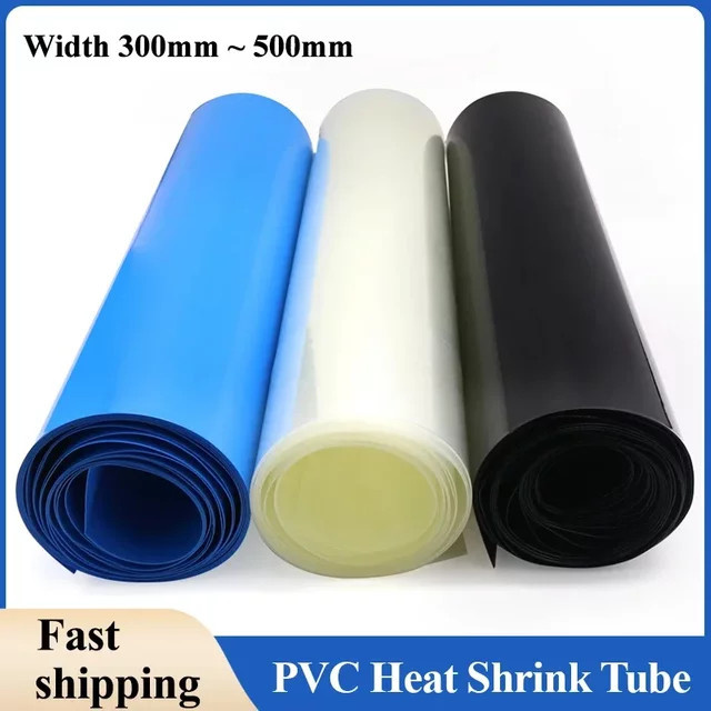 PVC-Schrumpfschlauch für 18650 Lipo-Akkupacks als isolierende Schutzfolie und Kabelummantelung, Schwarz/Transparent, Länge: 300 mm bis 500 mm - Bild 1