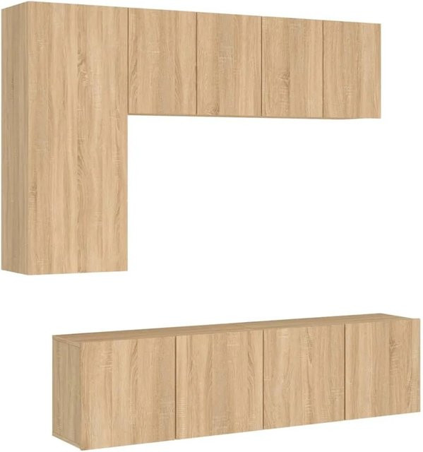 vidaXL 5-tlg. Wohnwand Modell 3 aus Holzwerkstoff in Sonoma-Eiche, Beige/Braun, Wandmontage - Bild 1