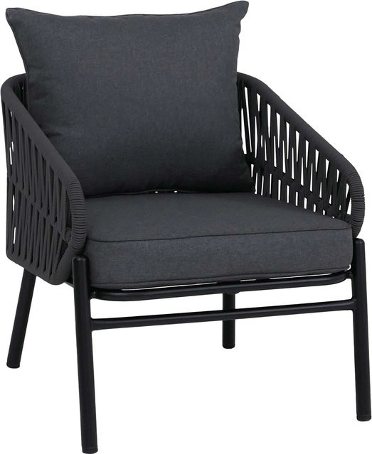 MCW Aluminium-Gartenstuhl P90 Loungestuhl mit Seilgeflecht und UV-beständigem Textil in Anthrazit - Bild 2