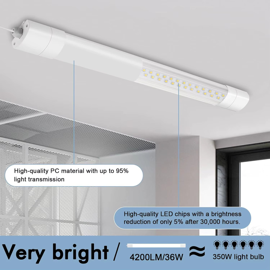 Oraymin 4er-Pack LED-Nassraumleuchten in Weiß, wasserdichte IP65 Deckenleuchten für Garage und Werkstatt, verknüpfbar, 45 W, 4000 K, Länge: 150 cm - Bild 5
