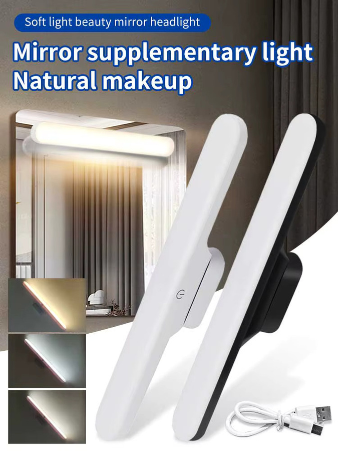 GGBEE LED Schminkspiegelleuchte, weiß, wiederaufladbar, stufenlos dimmbar, magnetische Touch-Wandleuchte, Breite: 30 cm - Bild 6