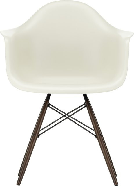 Vitra DAW Eames Plastic Armchair mit Armlehnen in Beige und Ahornholzgestell - Bild 1
