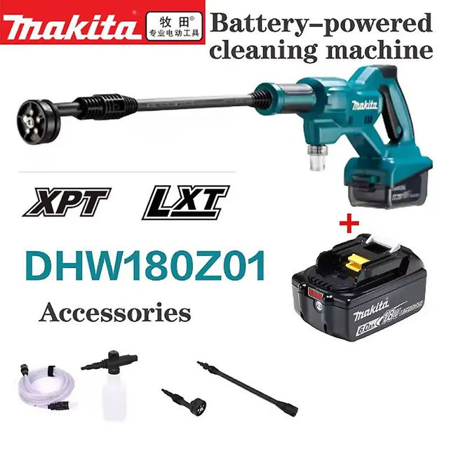 Makita DHW180 Akku-Reinigungsmaschine 18V 6.0Ah Blau kabellose Outdoor-Wasserpistole für die Autoreinigung und den Haushalt - Bild 1