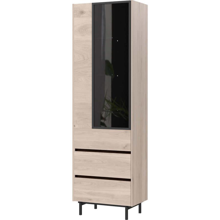 Germania Vitrine GW-CANTORIA 1267 in Castello-Eiche und Schwarz mit Rauchglas und Soft-Close-Türen, B/T/H: 64 x 40 x 206 cm - Bild 2