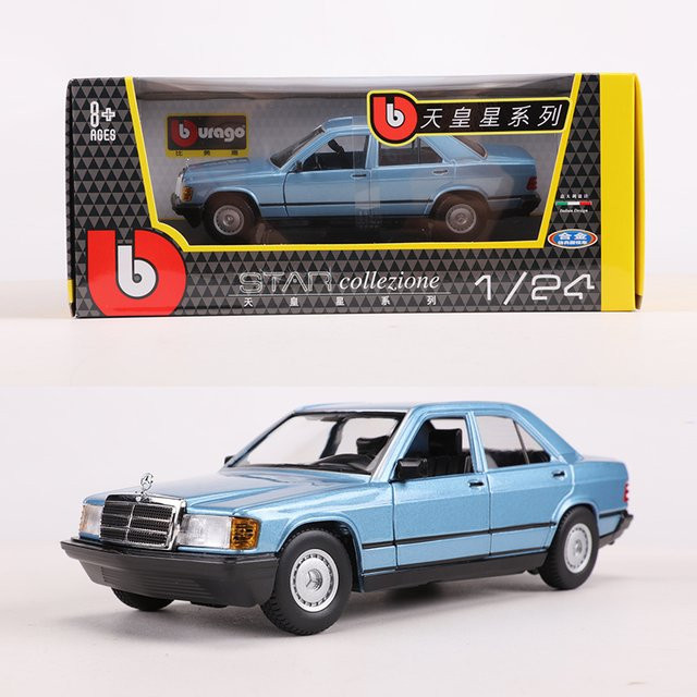 Bburago Mercedes-Benz 1984 190e, Automodell, 1:25, Grün/Rot, Metall - Bild 1