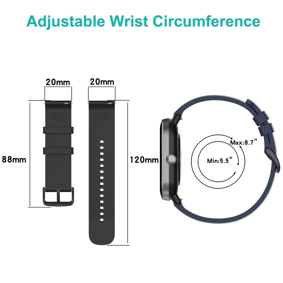 JBAILI Uhrenarmband Silikon, Schwarz, 20mm 22mm - Bild 2