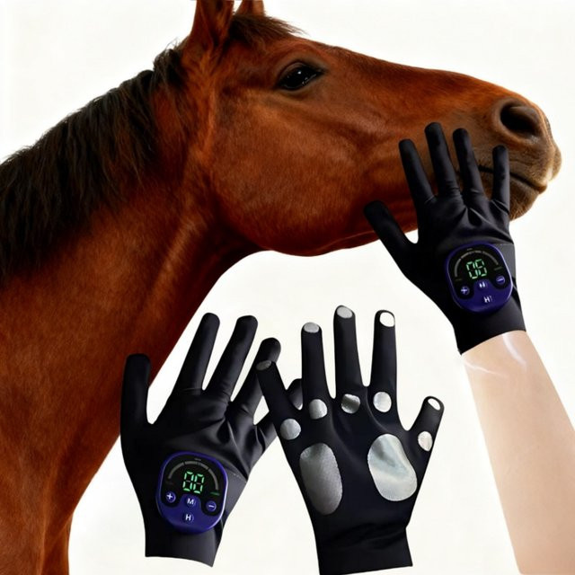 emsa EMS-Handschuhe für Pferde zur elektrischen Muskelstimulation in Schwarz - Bild 1