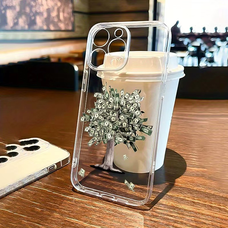 Transparente TPU-Handyhülle mit Geldbaum-Muster für iPhone 17, 16, 15, 14, 13, 12, 11, X, Xs, Xr, 7, 8 und Mini/Plus/Pro/Pro Max/SE Modelle - Bild 3
