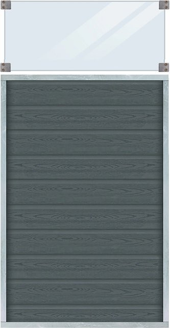 Plus WPC Sichtschutzzaun Artura in Schiefergrau mit Glas, B/H: 90 x 175 cm - Bild 1
