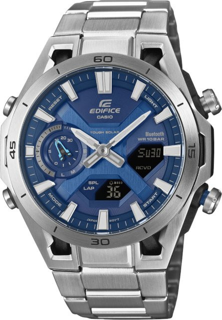 Casio Edifice Armbanduhr, Solar, Edelstahl, Blau, 46 mm, Herren - Bild 1