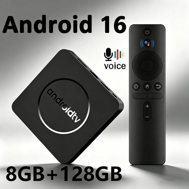 YOZHIXU Q10 Smart TV Box Android 16 Media Streamer mit 8GB RAM und 128GB Speicher, Allwinner H313 Quad Core Cortex A53, 8K HD, WLAN und Bluetooth 5.4, Schwarz - Bild 1