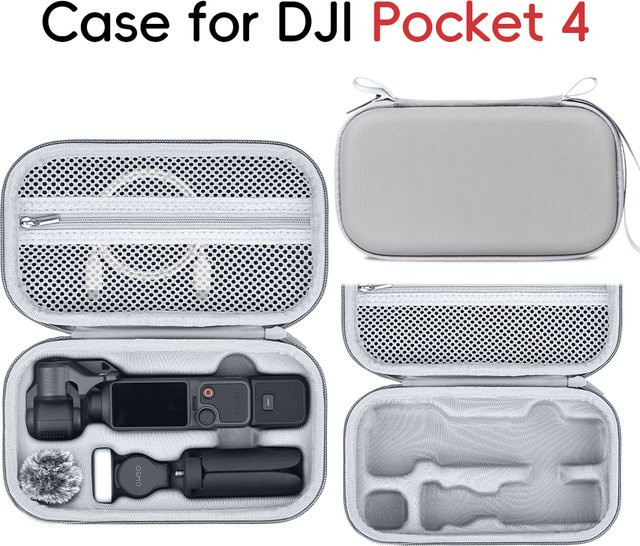 SZKOSTON Harte EVA Aufbewahrungstasche für DJI Osmo Pocket 4, Tragbare Schutztasche und Reiseorganizer für Kamera-Zubehör in Grau - Bild 1