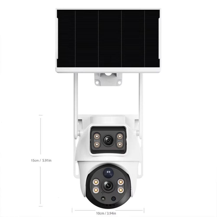 V380 Pro WiFi Solar Kamera mit Dual Linsen, 8MP 4K Outdoor IP Kamera, Low Power Batterie, PIR Bewegungsmelder und Nachtsicht, Farbe: Weiß - Bild 6