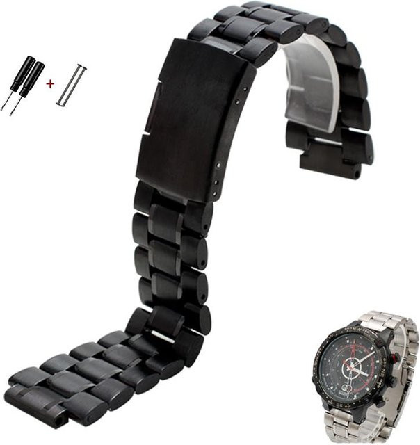 Timex Uhrenarmband Edelstahl, Silber Schwarz, Herren, 24mm-16mm - Bild 1