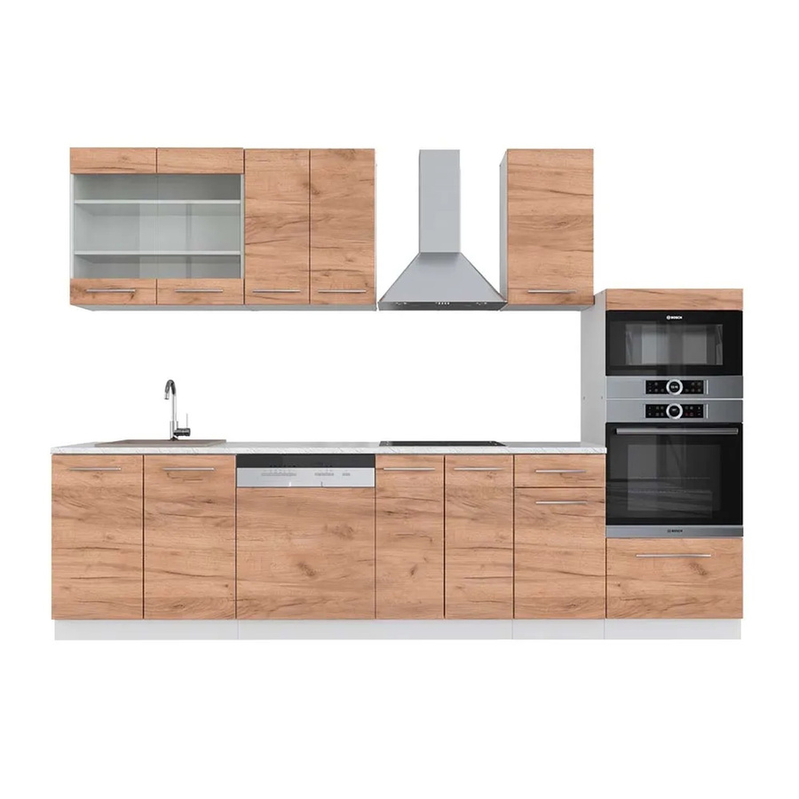 Vicco Fame-Line Küchenzeile Goldkraft Eiche Weiß mit Hochschrank Breite: 300 cm - Bild 2