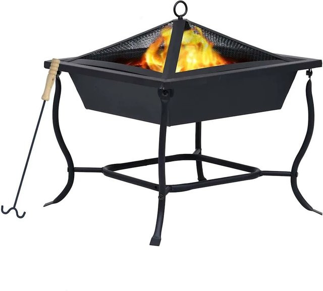 vidaXL Feuerstelle aus Stahl in Schwarz, B/T/H: 45 x 45 x 45 cm - Bild 1