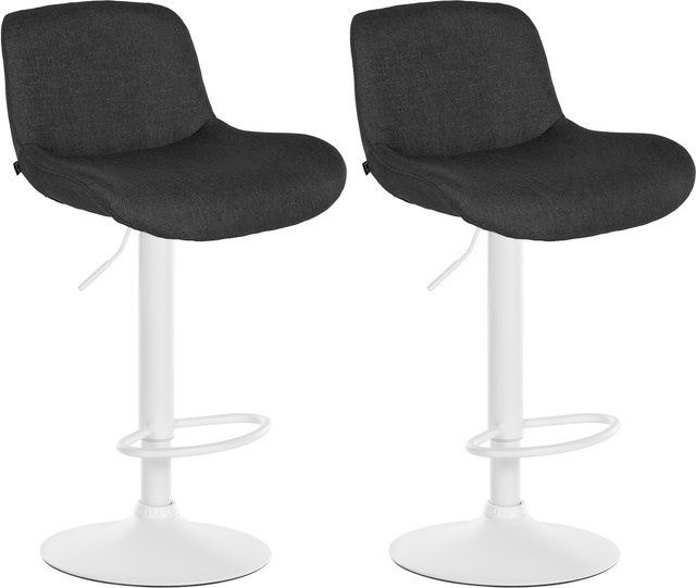CLP 2er Set Barhocker Solon Weiß, höhenverstellbare und drehbare Barstühle mit Rückenlehne aus Samt oder Stoff in modernem Design - Bild 1