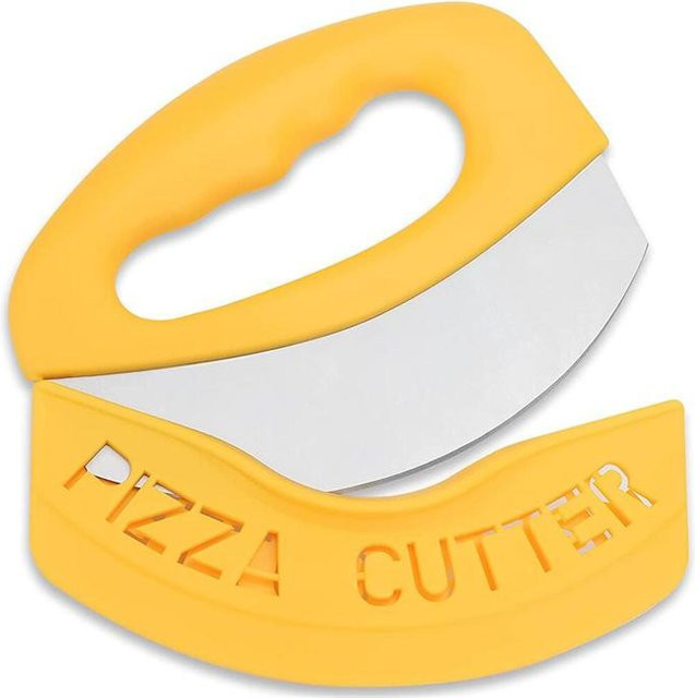 Pizzaschneider mit Wippe und Abdeckung aus rostfreiem Stahl, Modell 0877, Gelb - Bild 1