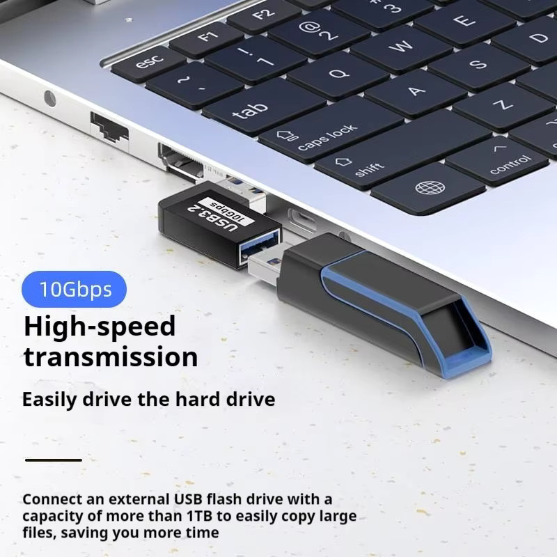 Gtwoilt USB 3.0 Winkeladapter 90 Grad Stecker auf Buchse, Upward-Winkeladapter mit 10 Gbit/s für Laptop und PC, Schwarz - Bild 3