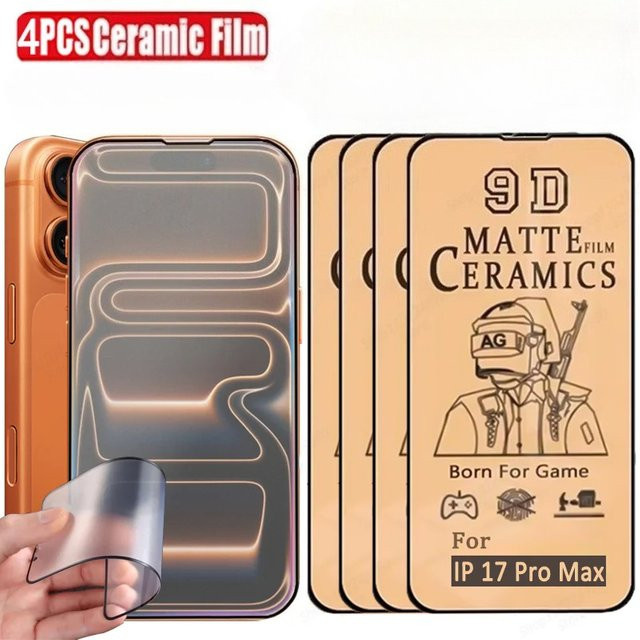 4 Stück matte Keramik-Displayschutzfolien für Apple iPhone 17, 17 Pro, 17 Pro Max, 17 Air, 16, 15, 14, 13, 12, 11, X, XS Max und XR - Bild 1