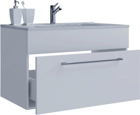 VCM Waschtisch-Set mit Unterschrank und Waschbecken aus Keramik und Melamin, weiß, B/H/T: 80 x 50 x 46 cm - Bild 1