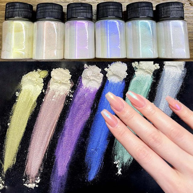 MingLee Nagelpulver Aurora Spiegel Chrom, 6 Stück, 10g, Holographisch - Bild 1