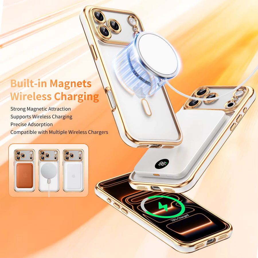 RPKKS MagSafe Magnetische Handyhülle für iPhone 17 16 15 14 13 Pro Max Plus Transparent mit lila Akzenten und stoßfestem Schutz - Bild 2