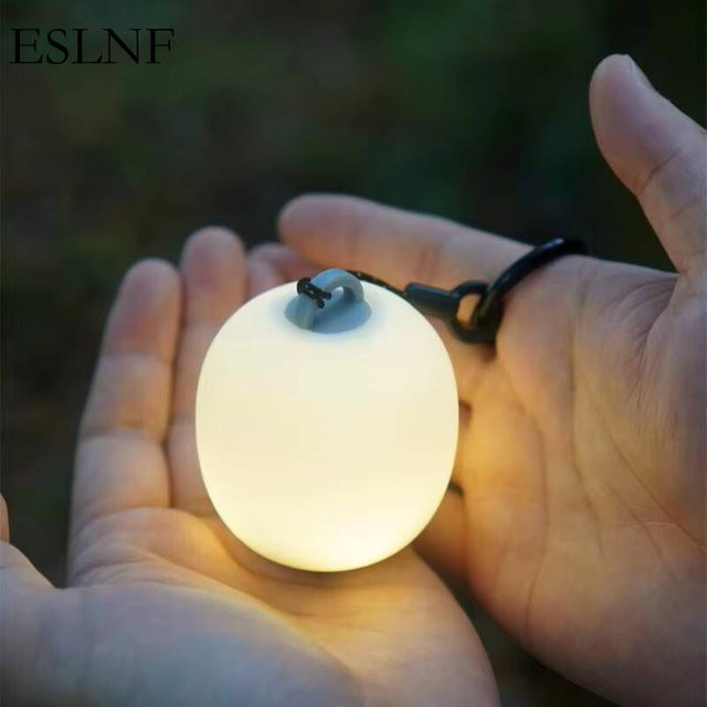 ESLNF Camping-Lichter aus weichem Silikon, eiförmige wiederaufladbare Tischlampe in Weiß mit warmweißem Licht - Bild 1