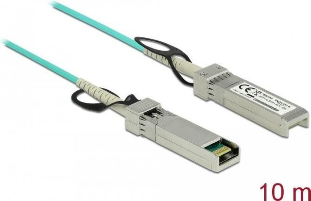 DeLOCK Active Optical Cable AOC 10GBase SFP+ auf SFP+ Glasfaser Direktanschlusskabel, Farbe: Aquamarin, Länge: 10 m - Bild 1