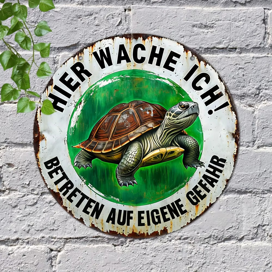 Potdemiel Aluminium-Wandschild Vintage Here I Guard Enter If I Find Myself, Mehrfarbig, B/H: 20,32 x 20,32 cm - Bild 2