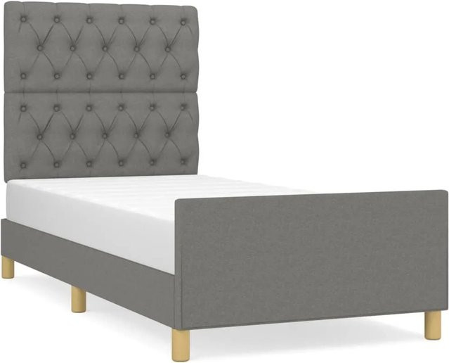vidaXL Bettgestell mit Kopfteil in Dunkelgrau aus Stoff und Holz, B/H: 80 x 200 cm - Bild 1