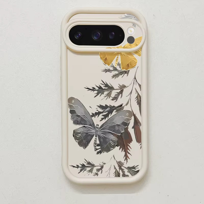 Schmetterlings Design Handyhülle aus Bambus und TPU für Google Pixel 8 Pro, 9 Pro XL, 8A, 7, 7 Pro in Multicolor - Bild 2