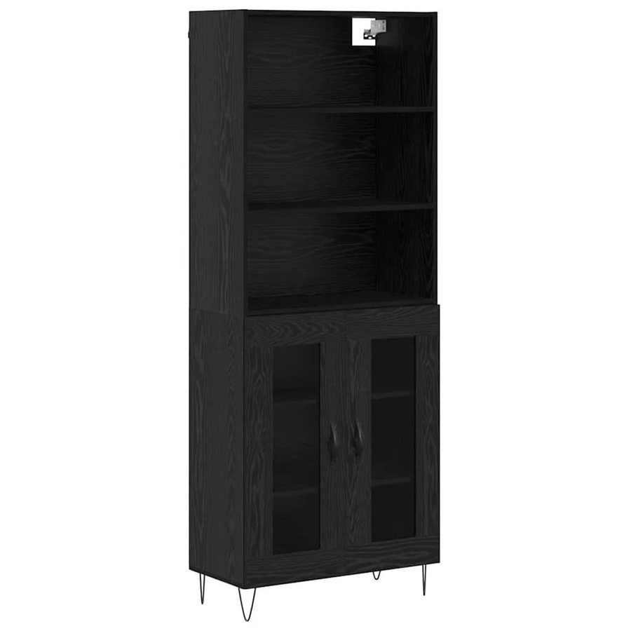 vidaXL Highboard 2-teilig in Eiche Schwarz im Industrie-Look für Wohnzimmer und Esszimmer - Bild 2