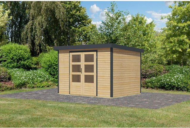 Karibu Gartenhaus Diego 4 A in Naturbelassen und Anthrazit, B/T/H: 298 x 209 x 213 cm - Bild 1