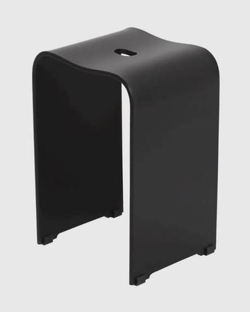 Swiss Aqua Technologies Badhocker Duschhocker aus Kunststoff in Schwarz Matt mit Hygiene-Griff und Drainage-Sitz, Höhe: 48 cm, Breite: 33 cm, Tiefe: 30 cm