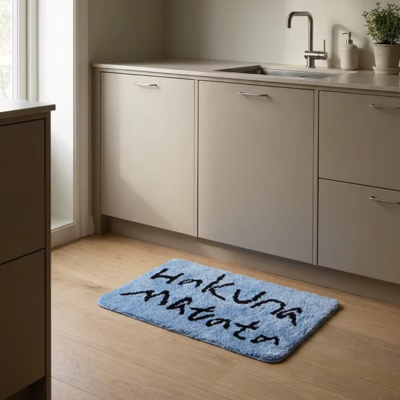 VIKAMA Badezimmermatte im koreanischen Stil, minimalistisches Design, blau, rutschfest und saugfähig - Bild 2