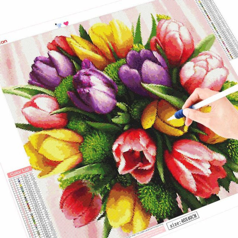 FIYO 5D Diamantgemälde Blume als Kunst-Set, quadratisch, mehrfarbig, B/H: 30 x 30 cm - Bild 1