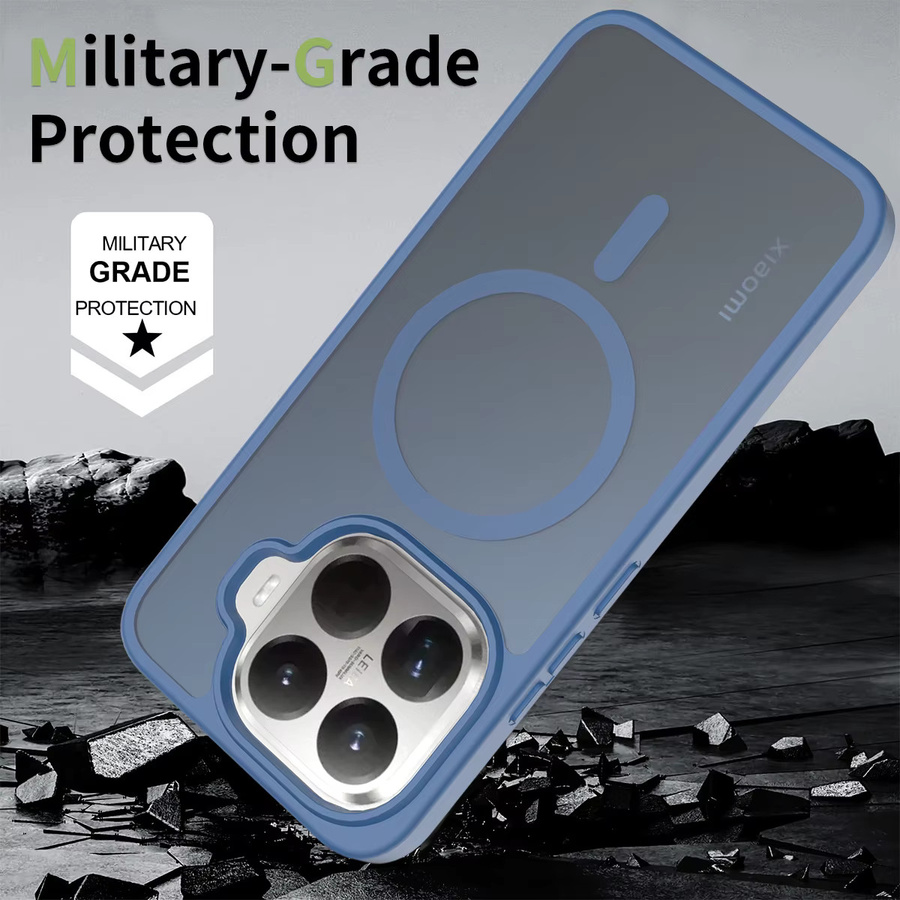 Magnetische Schutzhülle für Xiaomi 17 15T Pro Max mit mattem PC-Hartschalen-Design und Silikonrahmen für MagSafe in Transparent, Pink oder Blau - Bild 4