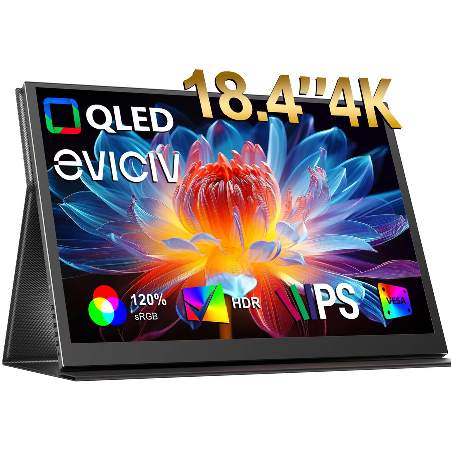 EVICIV 18,4 Zoll Tragbarer 4K QLED Monitor in Schwarz mit USB-C und HDMI für Laptop, PC, Smartphone und Konsolen - Bild 6