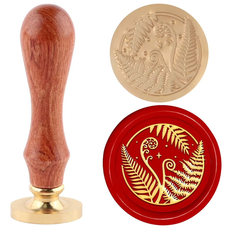 Wachssiegel-Stempel-Set mit abnehmbarem Kupferkopf und Holzgriff in Braun zur Dekoration von Umschlägen, Notizbüchern und Geschenken - Bild 2