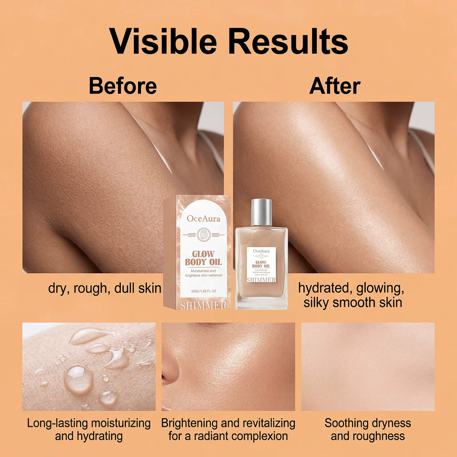 OceAura Glow Körperöl, 50 ml, mit Honigextrakt & Kokosöl, glänzend - Bild 3