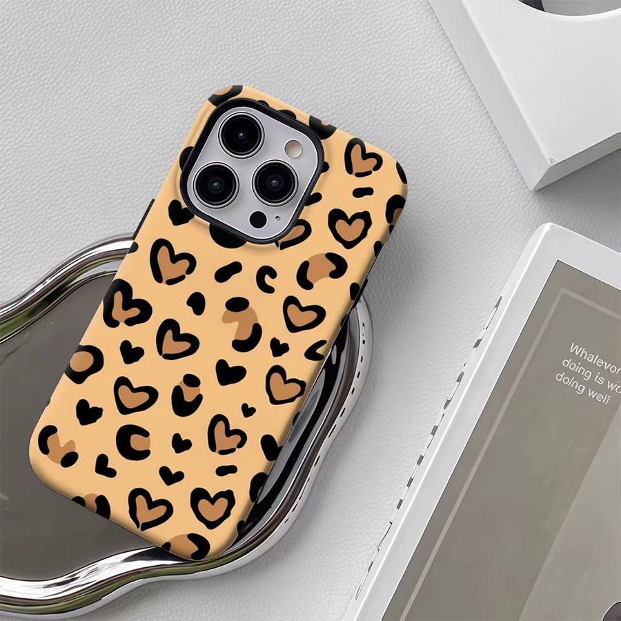 Potdemiel Handyhülle Leopardenherzen Doppelschichtige Rückabdeckung für iPhone 17 16 15 14 13 12 11 Pro Max Plus in Multicolour - Bild 5