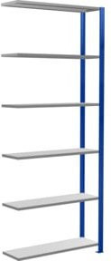 Schulte Anbauregal Steckregal MULTIplus150 mit 6 Fachböden und Kreuzstrebe, Farbe: Blau, B/T/H: 250 x 100 x 30 cm - Bild 1