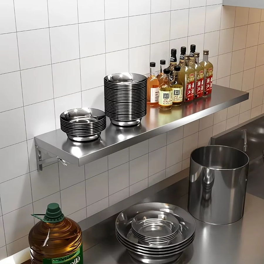 HUILV Klappbares Lagerregal aus Edelstahl in Silber, wandmontiert und matt - Bild 2