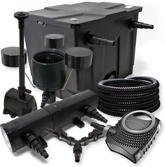 Sunsun Filterset Neo8000 Teichklärer mit Skimmer Csp250 und Schlauch, Schwarz, 12000L, 18W - Bild 1