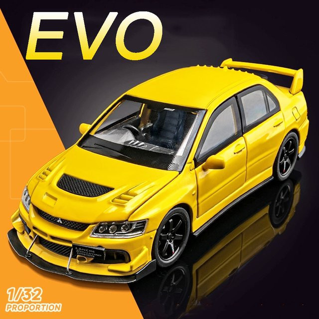 MAKEDA Mitsubishi Lancer Evolution IX Sportwagen, Modell Spielzeug, 1:32, Metall, mit Licht und Sound - Bild 1