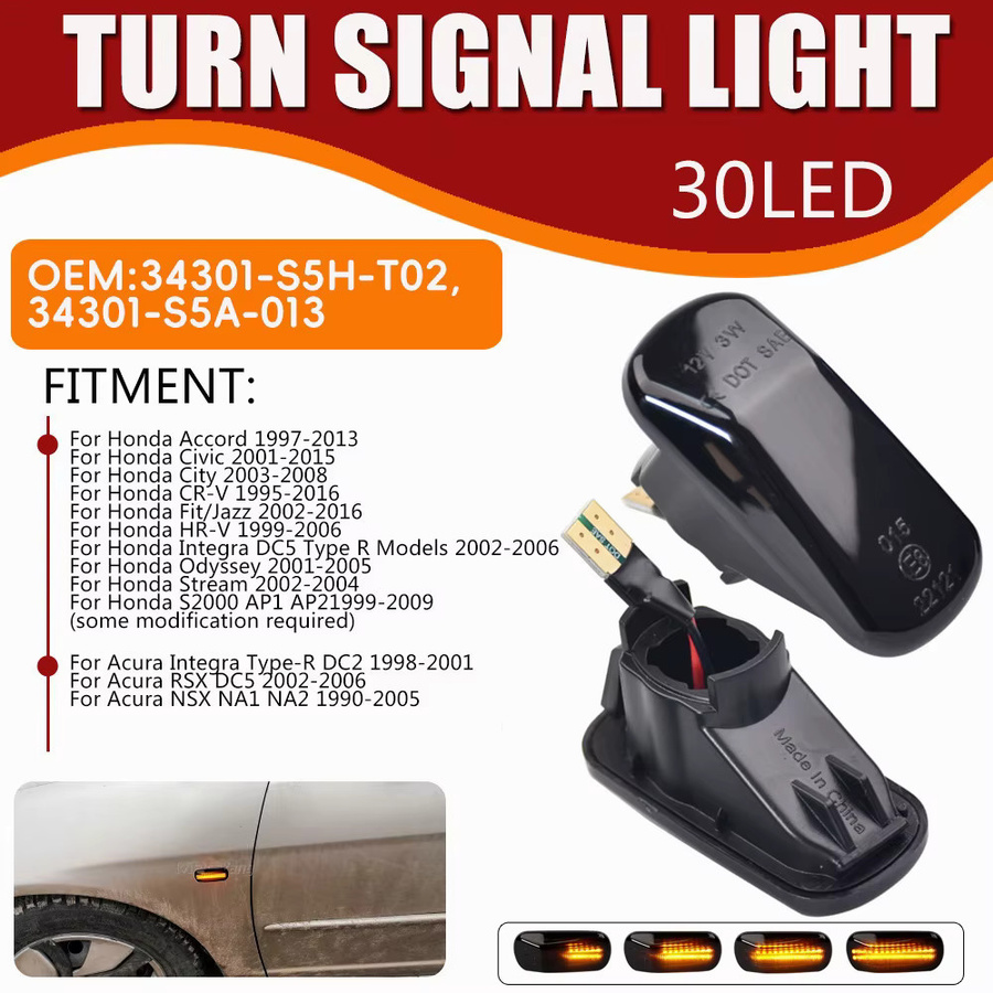 Malcayang LED Seitenmarkierungsleuchten Blinker für Honda Accord, Civic, City, CR-V und Jazz - Bild 5